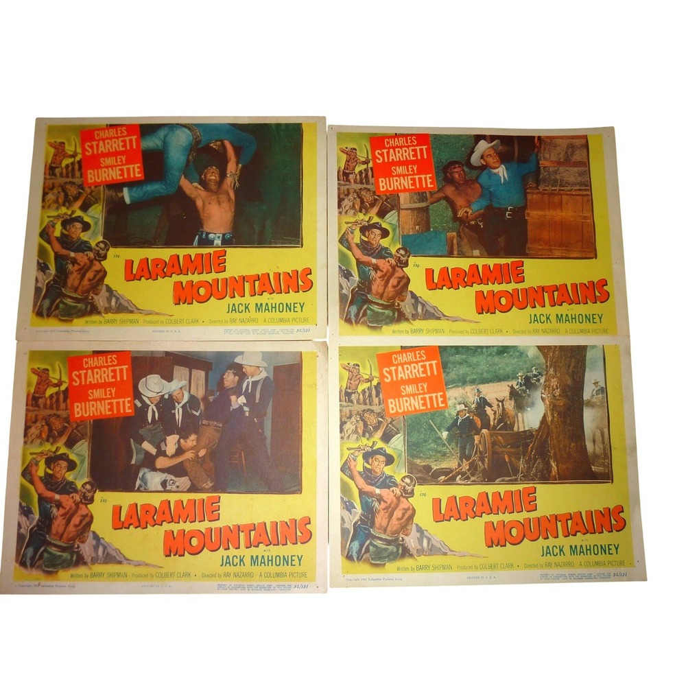 Lot of 4 Vintage 1952 Laramie Mountains Lobby Cards Charles Starrett Durango Kid